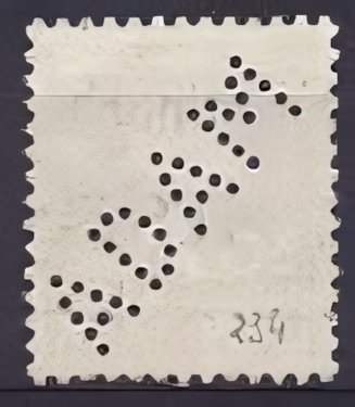 Backside stamp of a perfin from denmark