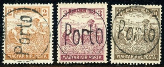 Hungary 2-3-20 filler definitive with black P in circle overprint - Porto overprint postage due stamp