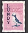 Stamp from Lundy with a Puffin