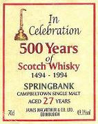 The Celebratiuon 500 years whisky label